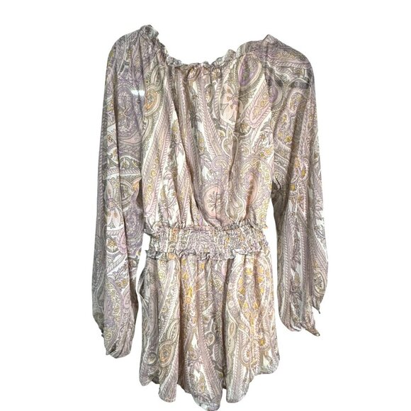 Revolve Line & Dot Boho Paisley Long Sleeve Gianna Romper Pockets MSRP $148 - Picture 5 of 11